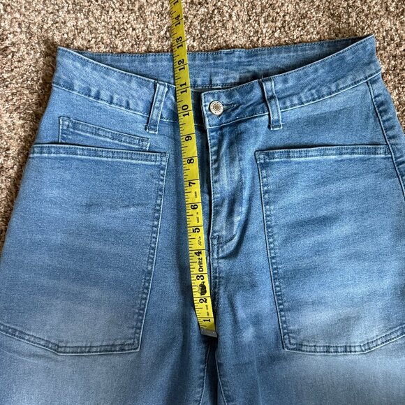 EVALESS Baggy Barrel High Waisted Wide Leg Boyfriend Denim Ankle Jeans, Size 8 - Picture 6 of 12